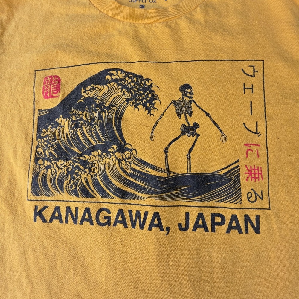 BOWERY Supply Co. size Men's Small KANAGAWA JAPAN surfing skeleton t-shirt